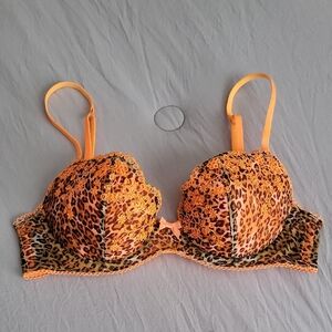 VS Orange Leopard Print Lace Bra